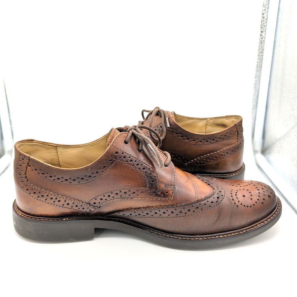 Donald PLINER Ramsey Brogue OXFORDS Brown Leather Wing Tip Dress Shoes Mens Sz 9 - Picture 7 of 12